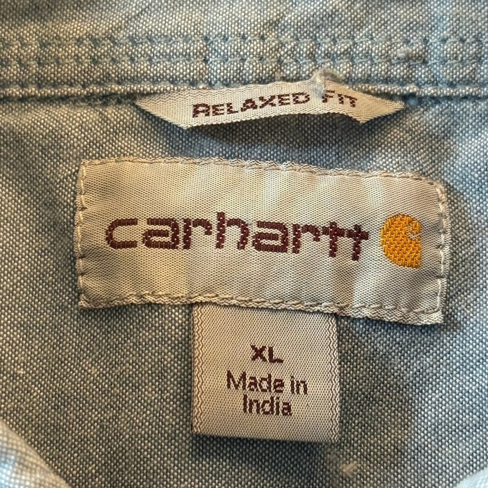Carhartt Mens XL Relaxed Fit Short Sleeve Button Down Shirt Blue Cotton S200 CBL - Picture 2 of 8